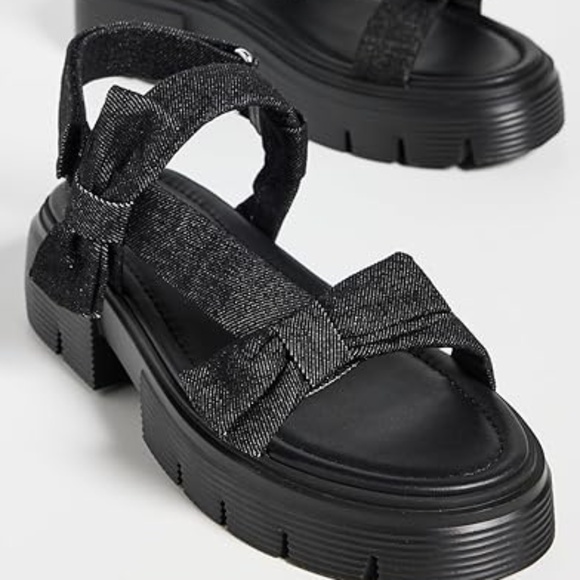Stuart Weitzman Sofia Nolita Sandal Black Denim w Bows 9 - Picture 4 of 8